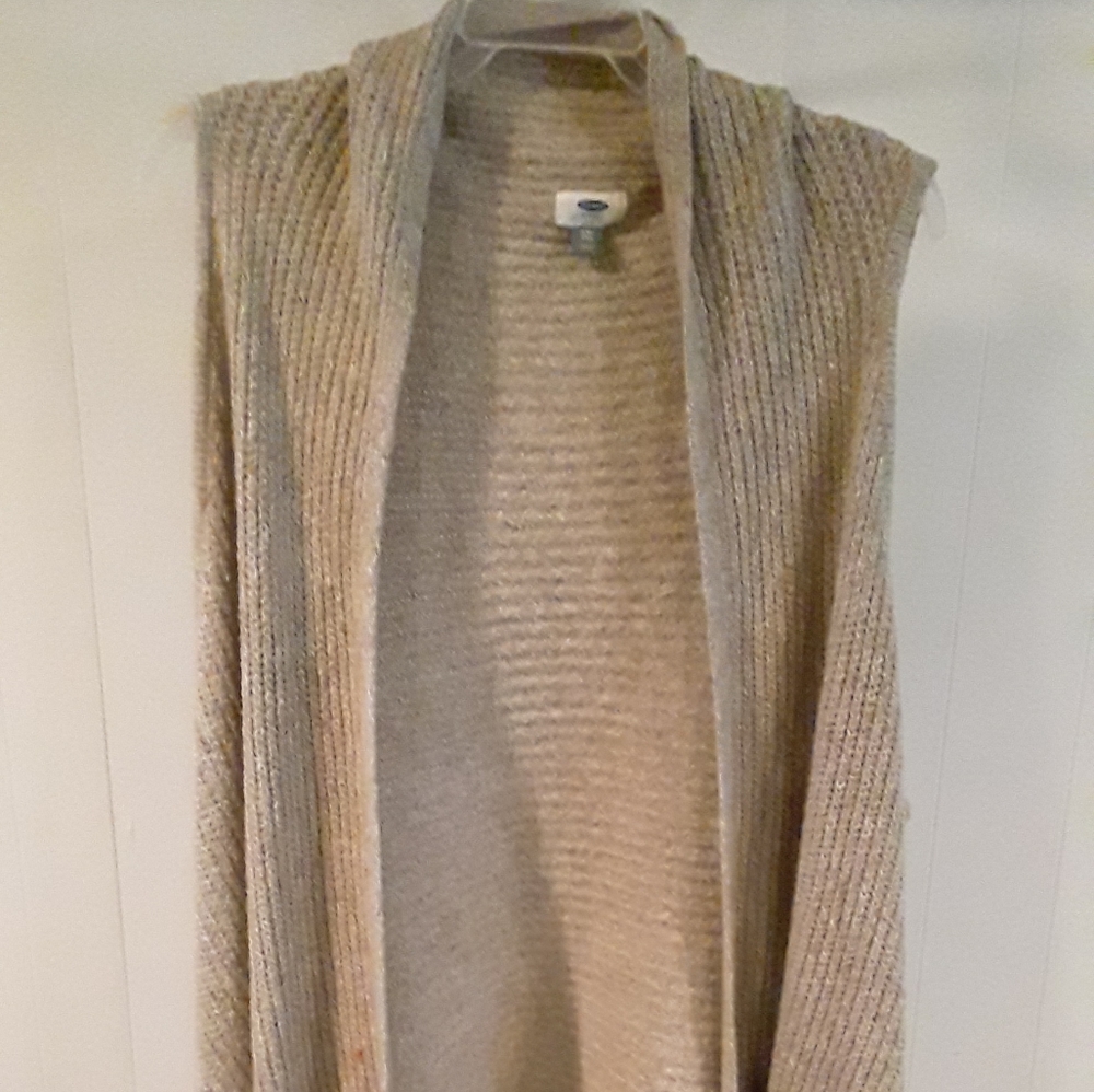 Long Sleeveless Plus size old navy tan cardigan